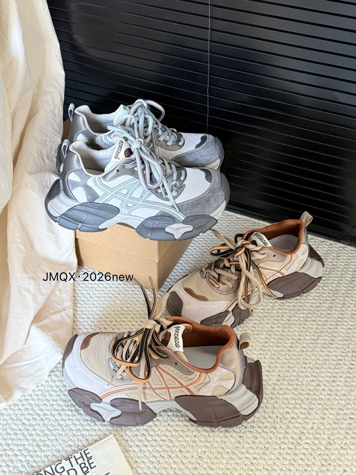 2026新款真皮厚底老爹鞋女百搭休闲运动鞋ins潮小众设计感鞋女鞋