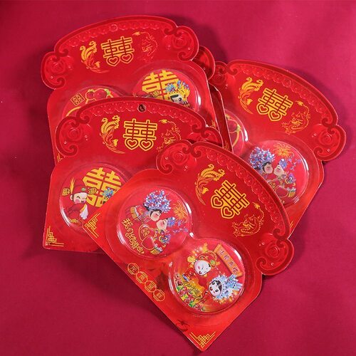 结婚小镜子随身镜化妆镜迷你便捷个性创意中式红色陪嫁新娘压腰镜