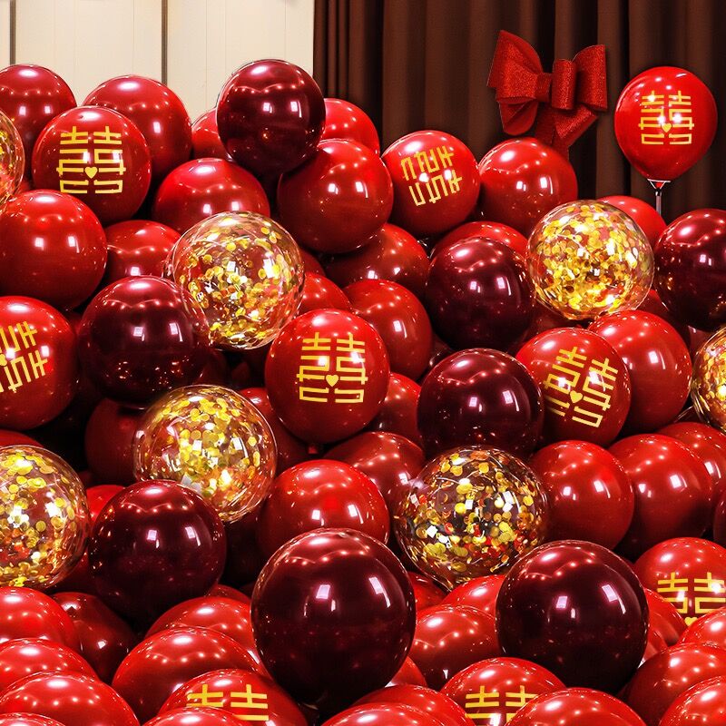 结婚喜庆大红防气球红色双层加厚