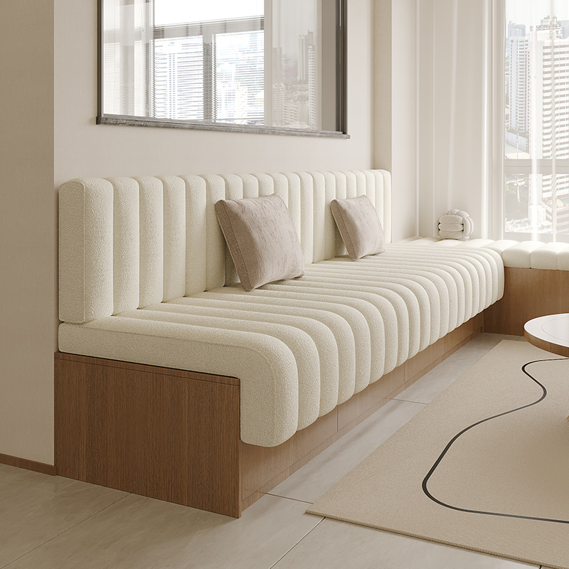 泰迪绒卡座软包坐垫椰棕乳胶沙发靠背一体阳台防滑玄关换鞋凳定制