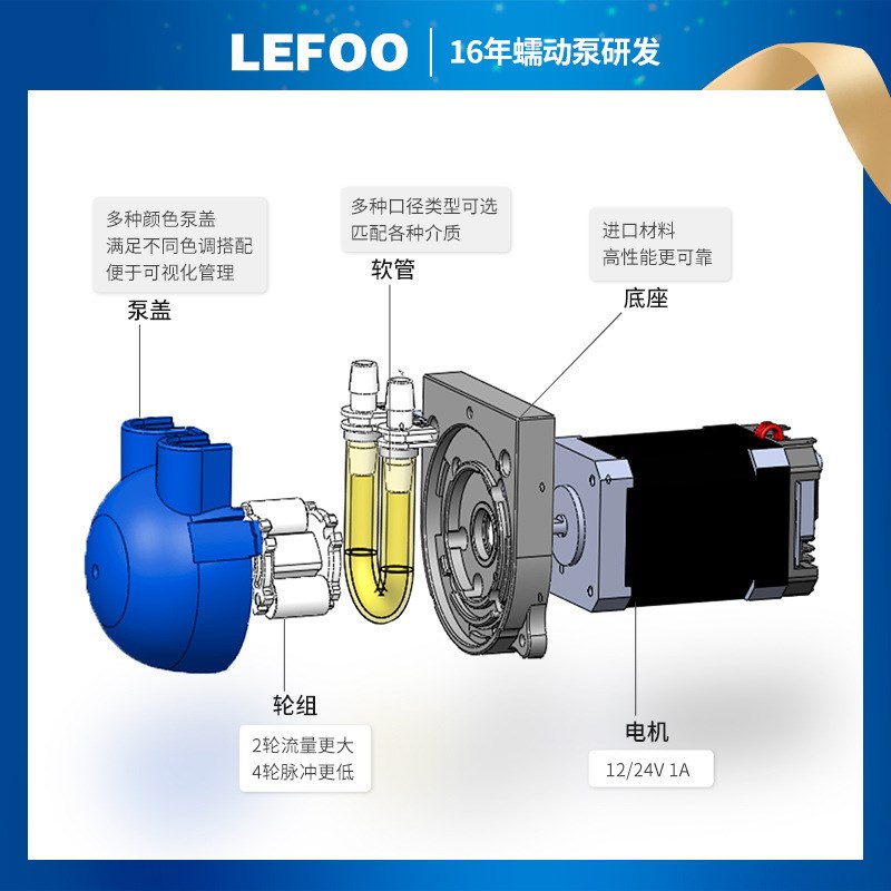 力夫高精密蠕动泵可调节大流量y实验室步进电机微型自吸小水泵24V