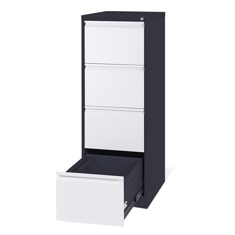 钢制简约黑色矮柜白o色三层抽屉办公文件柜 储物收纳柜资料档案柜