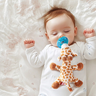 wubbanub安抚奶嘴婴儿宝宝长颈鹿毛绒玩偶新生儿礼物0-6月防胀气
