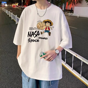 潮牌休闲青少年帅气宽松半袖 美式 上衣 t恤男夏季 重磅纯棉冰感短袖