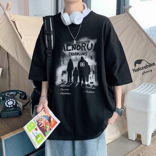 短袖男士t恤潮牌夏季设计感小众潮流ins圆领宽松学生上衣服体恤 - 封面