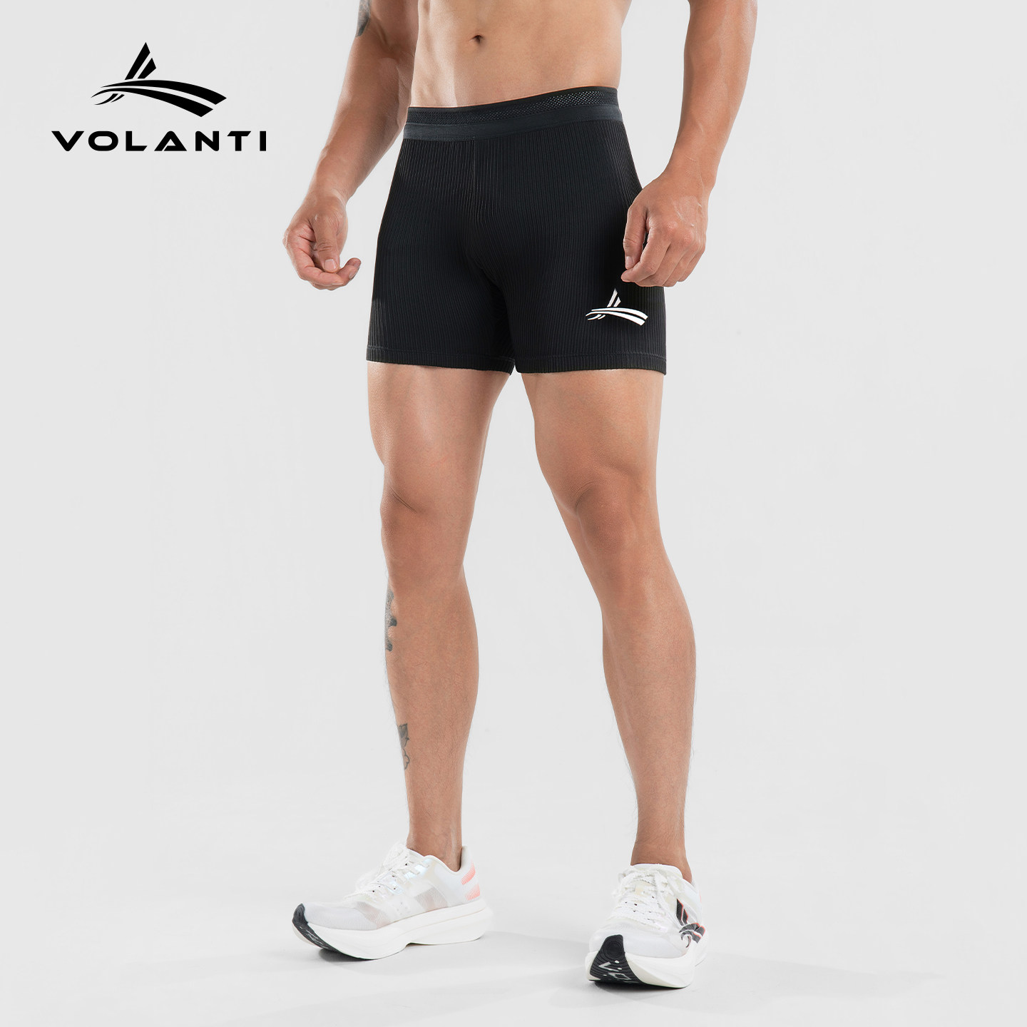 沃兰迪螺纹智旋紧身短裤压缩田径健身运动跑步三分裤马拉松训练