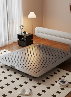 ArtColor超薄靠背床头中古风真皮床复古法式小户型儿童无边双人床