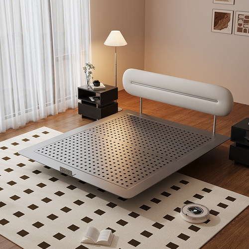 超薄靠背儿童床真皮中古风