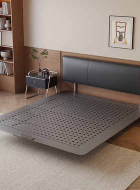 Art Color超薄靠背床头中古风黑色真皮床主卧高端小户型2025新款