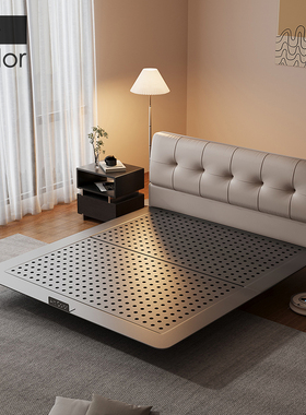 ArtColor真皮悬浮床互不打扰双人床大床主卧一米五2024新款软包床