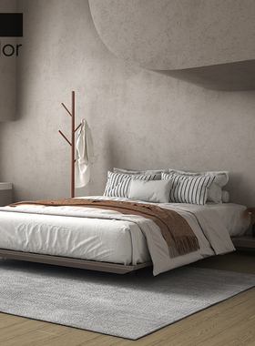 artcolor/侘寂风马鞍皮悬浮床简约无床头皮艺床主卧悬空床双人床