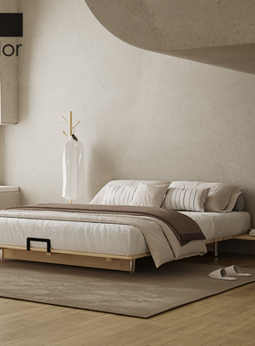 artcolor/侘寂风实木主卧床现代简约无床头床架子原木风双人床