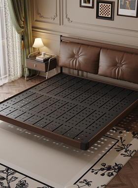 Art Color2025新款中古风真皮床头靠背小户型主卧室1.8米双人床