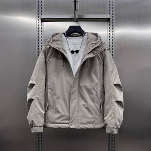 代购秋冬2025新款高级感连帽二棉外套男款潮牌痞帅气质青年冲锋衣