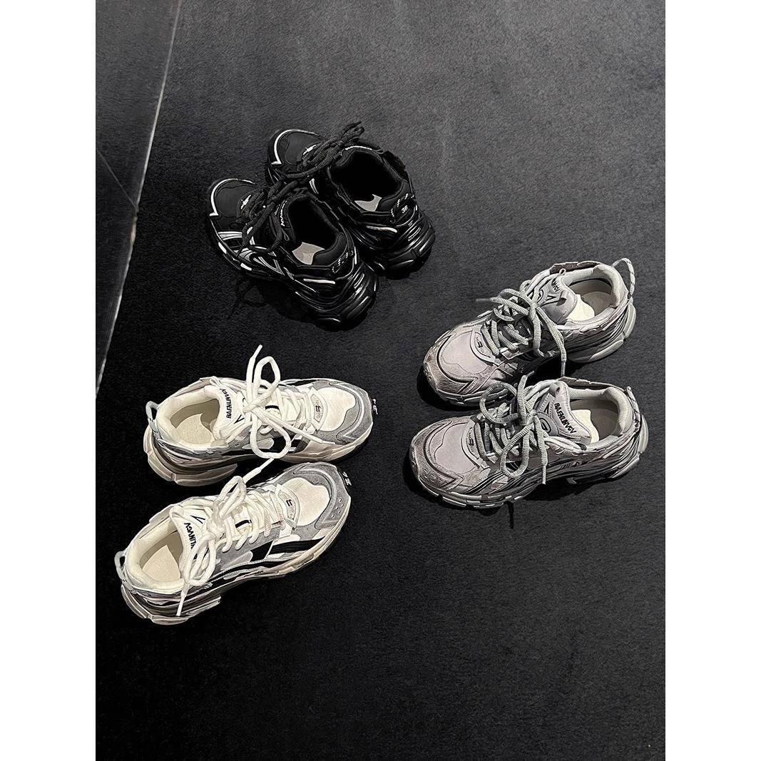 香港真皮厚底女鞋新款2025春秋季重工业舒适轻巧增高露脚小球鞋