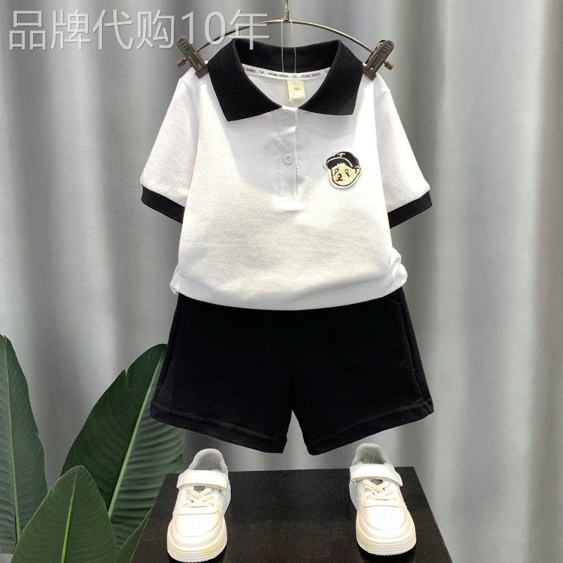 韩国男童夏装儿童套装夏季2025新款男孩洋气童装帅气男宝短袖衣服