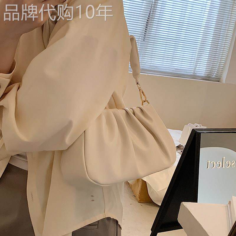 香港高级感小众女包夏季新款白色褶皱云朵腋下包百搭单肩斜挎包潮