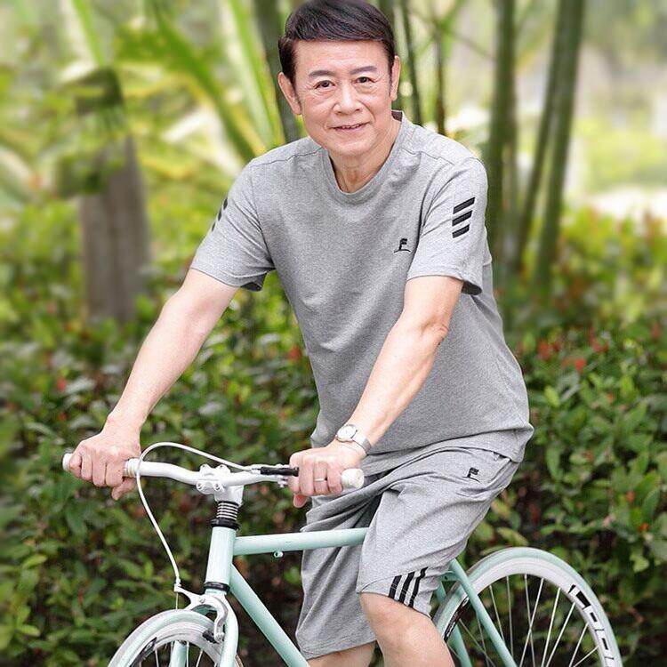 中老年人运动套装男夏季爸爸夏装套装父亲短袖t恤爷爷衣服跑步装