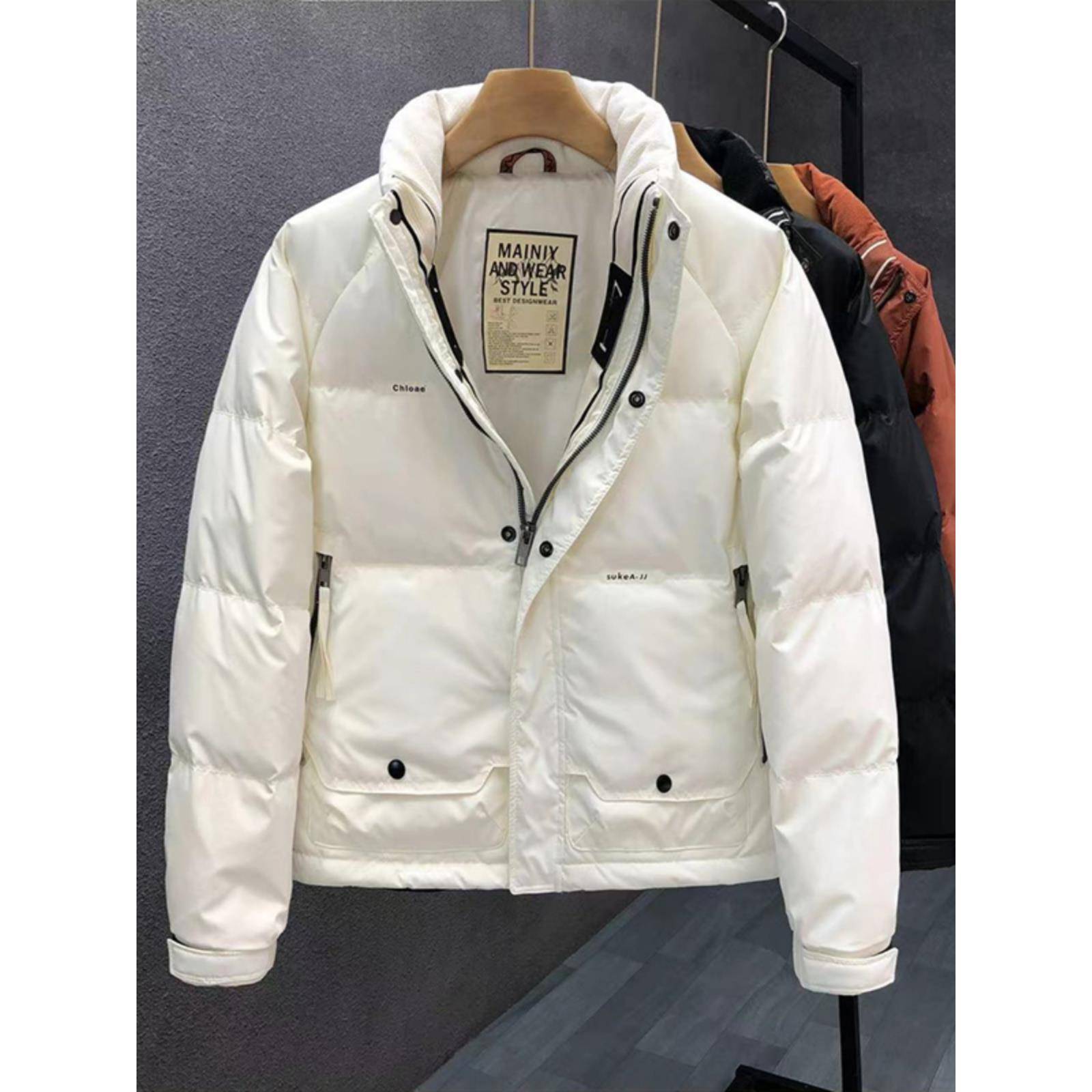 冬季白色羽绒服男士防寒保暖外套2025新款潮牌潮流立领加厚上衣服