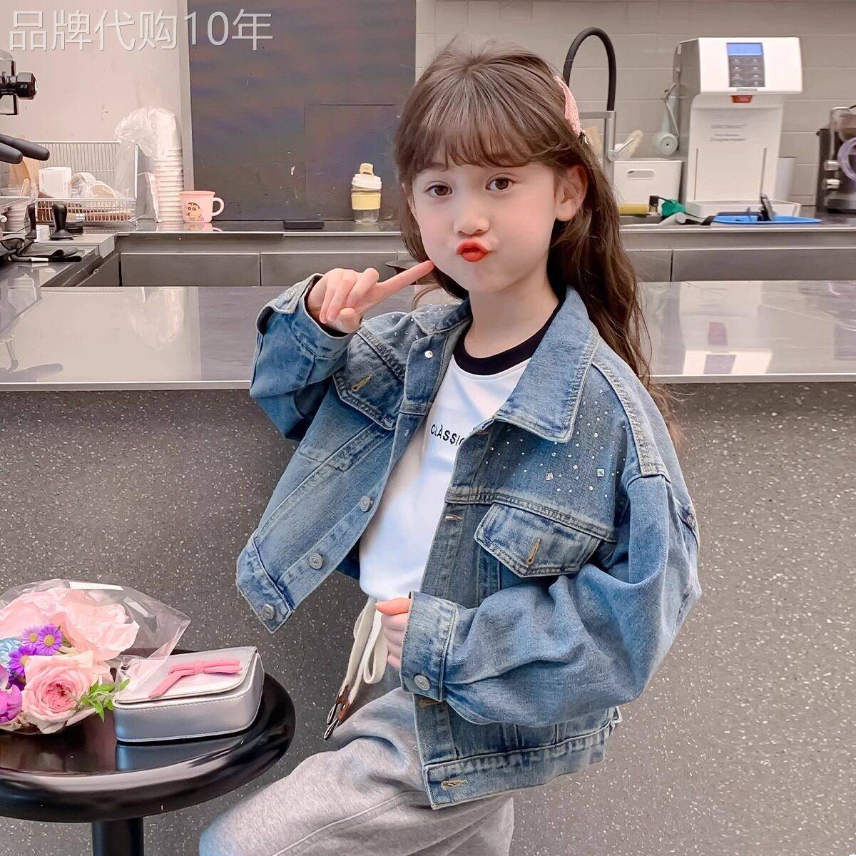 法国Uamtor女童春秋牛仔外套2026新款春装儿童短上衣洋派衣服