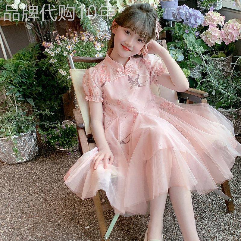 英国next ttat女童夏装洋装洋派汉服国风网纱裙儿童旗袍公主裙