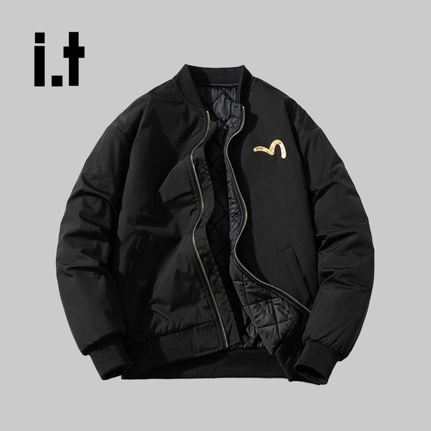 香港it潮牌刺绣大M飞行员夹克男女款棒球服立领拉链痞帅棉服外套