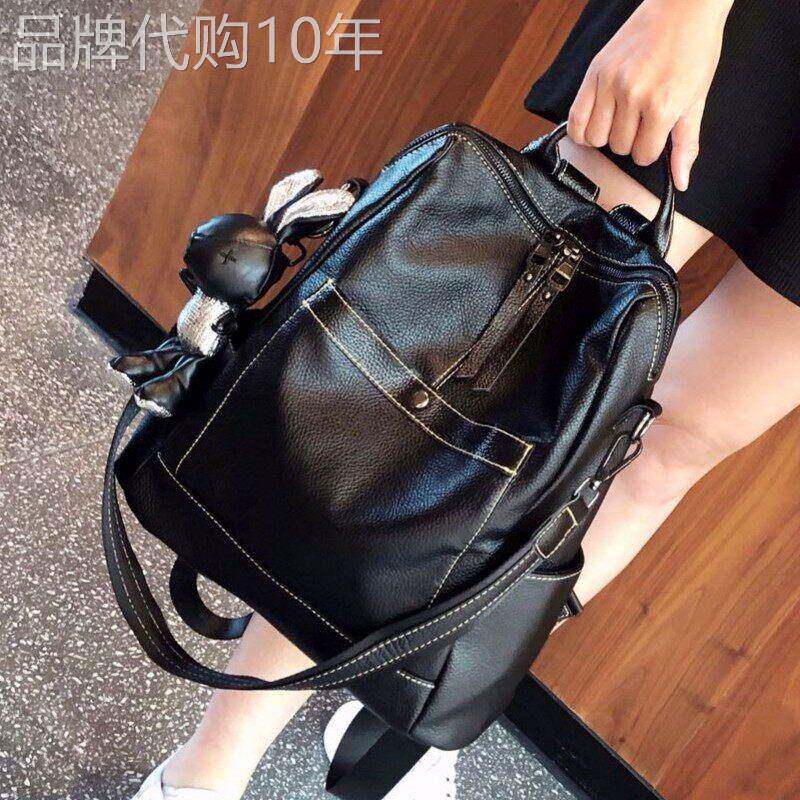 香港潮牌双肩包女真皮高级感时尚大容量2025新款软皮两用旅行揹包