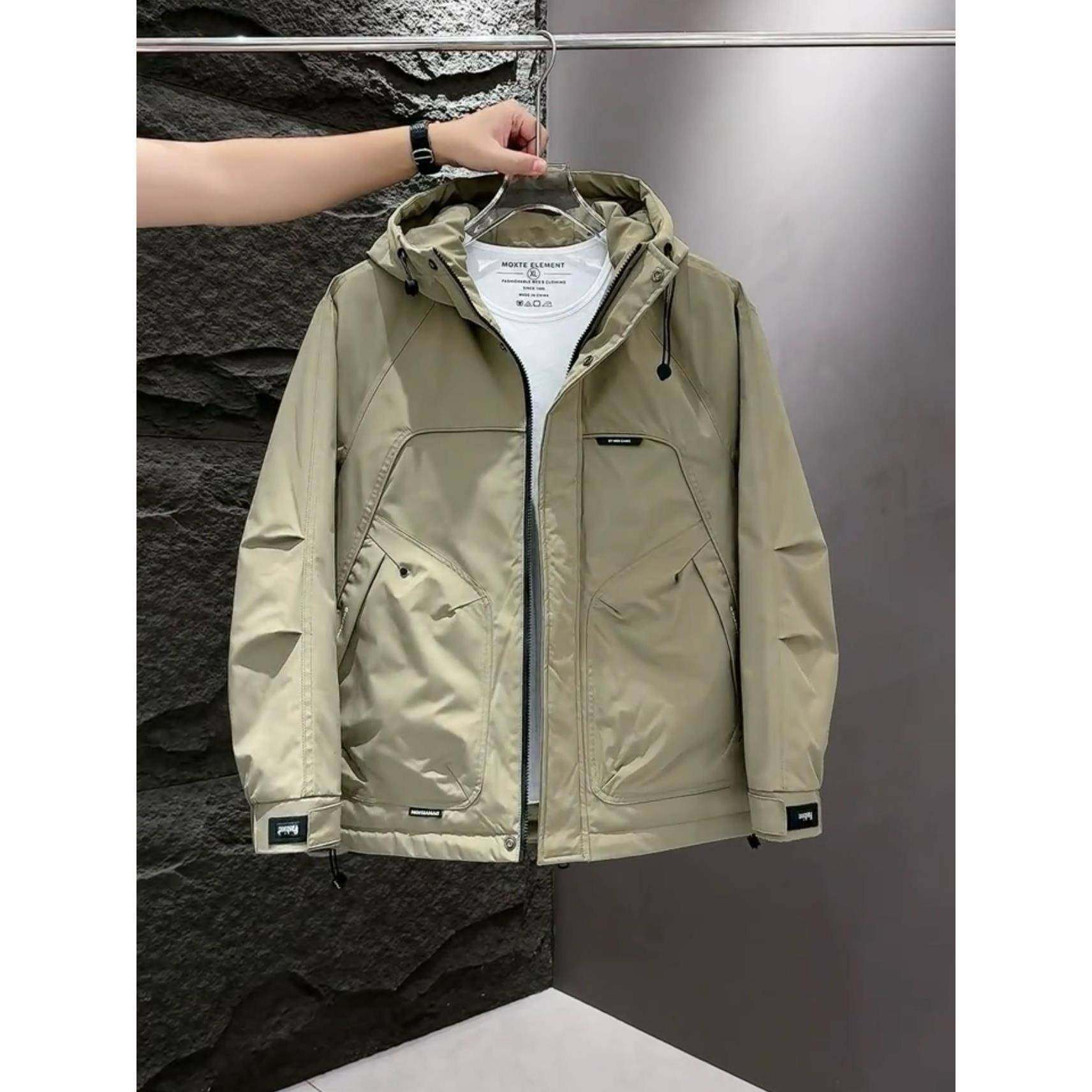 代购二棉外套男士冲锋衣连帽棉服男款冬季防寒保暖痞帅工装夹克男