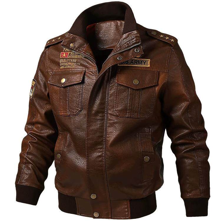 空军飞行员皮夹克男士真皮春秋工作服摩托车骑行服徽章A2大号皮夹