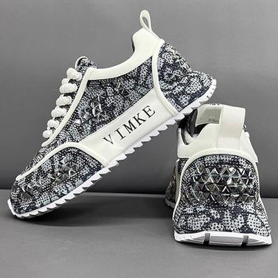 轻奢男鞋2025新款秋季欧货烫钻休闲板鞋厚底增高鞋明星同款男鞋子