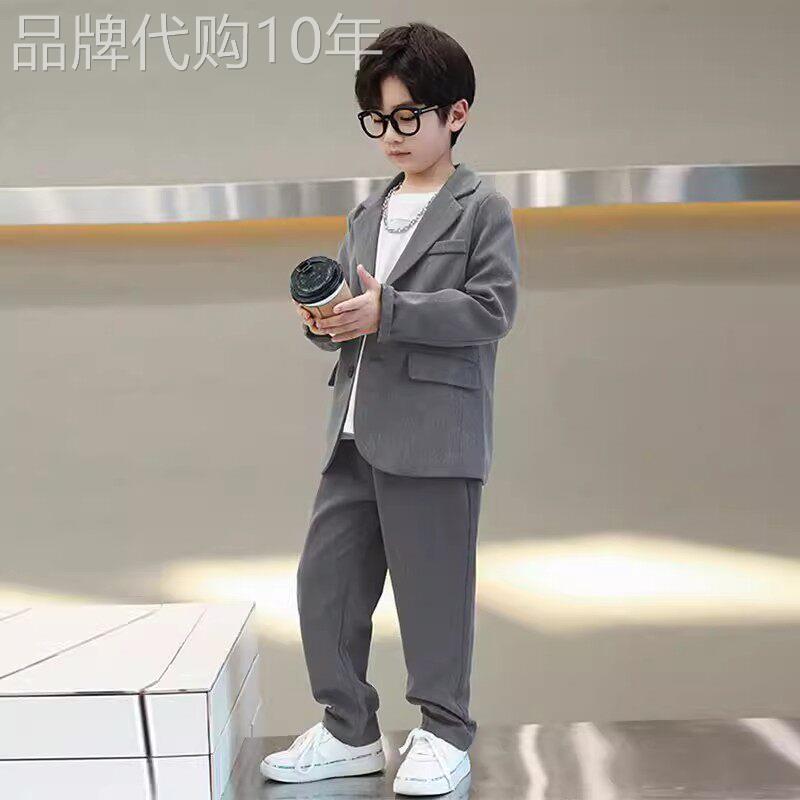 法国男童西装套装英伦儿童休闲小西服酷2026新款中大童礼服周岁潮