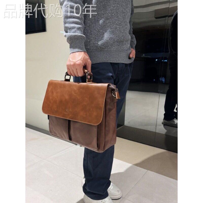 香港IT代购2026商务男士手提包真皮单肩斜挎公文包电脑文件邮差包