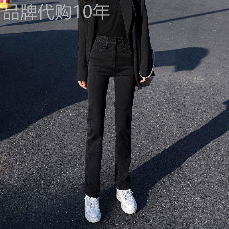 黑色直筒牛仔裤女秋冬加绒2026新款高腰显瘦小个子九分法棍烟管裤
