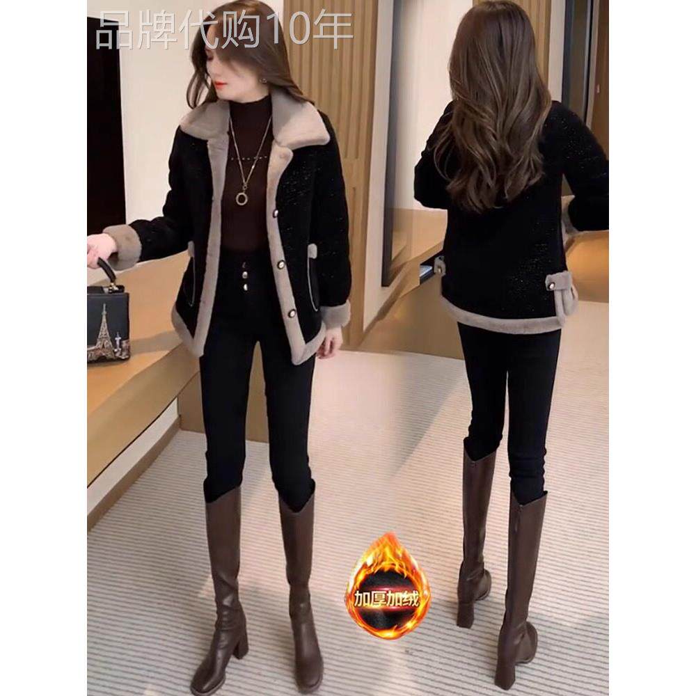 毛呢外套女秋冬季2025新款加绒加厚高级感小个子短款黑色呢子大衣