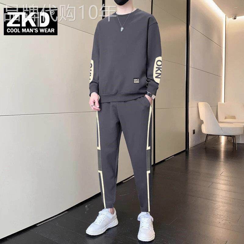 潮牌休闲运动服套装男士春夏季搭配一套帅气男装卫裤卫衣长袖T恤