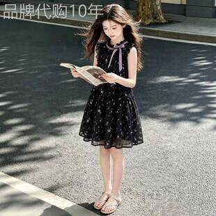 法国BADNUT女童法式无袖碎花连衣裙夏季2026新款儿童中长裙千金风
