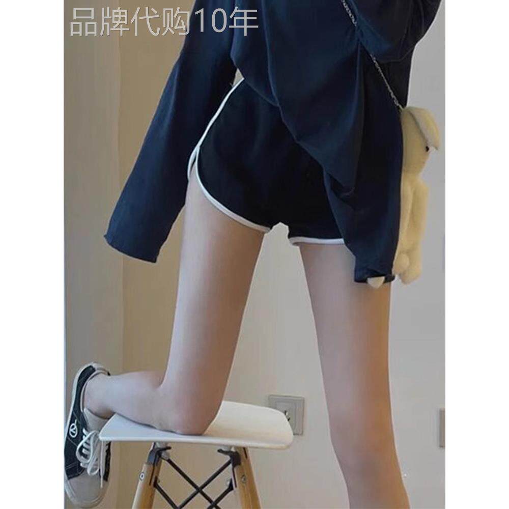 夏季女性高腰运动短裤纤细美式覆古弹力腰又高又苗条休闲a字阔腿