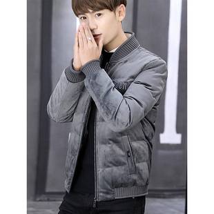 金丝绒棉衣男士冬季加厚保暖短款棒球领羽绒棉服休闲宽松痞帅外套