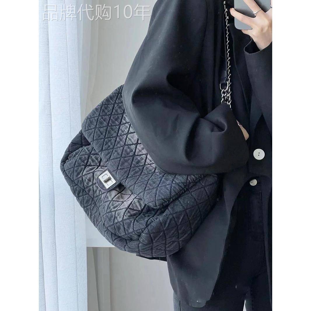 轻奢时尚腋下包女2026新款牛仔流浪包菱格链条包大容量单肩斜挎包