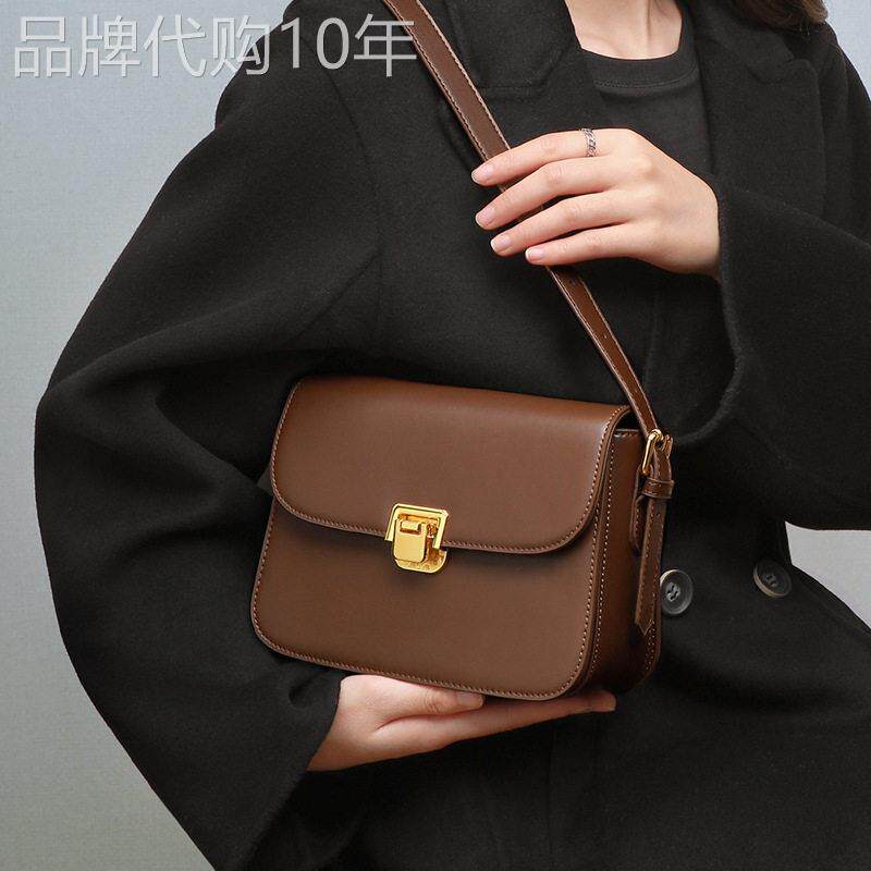 法式包包女款2026新款真皮女包正品代购高级感斜挎包盒子包小方包