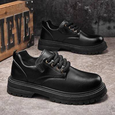 棕色皮鞋男款冬季软底大头英伦风商务正装增高男士西装休闲小皮鞋