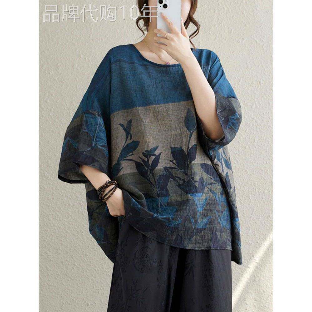休闲印花短袖女子t恤夏季新宽松大尺寸苗条优雅的西式女子半袖衬