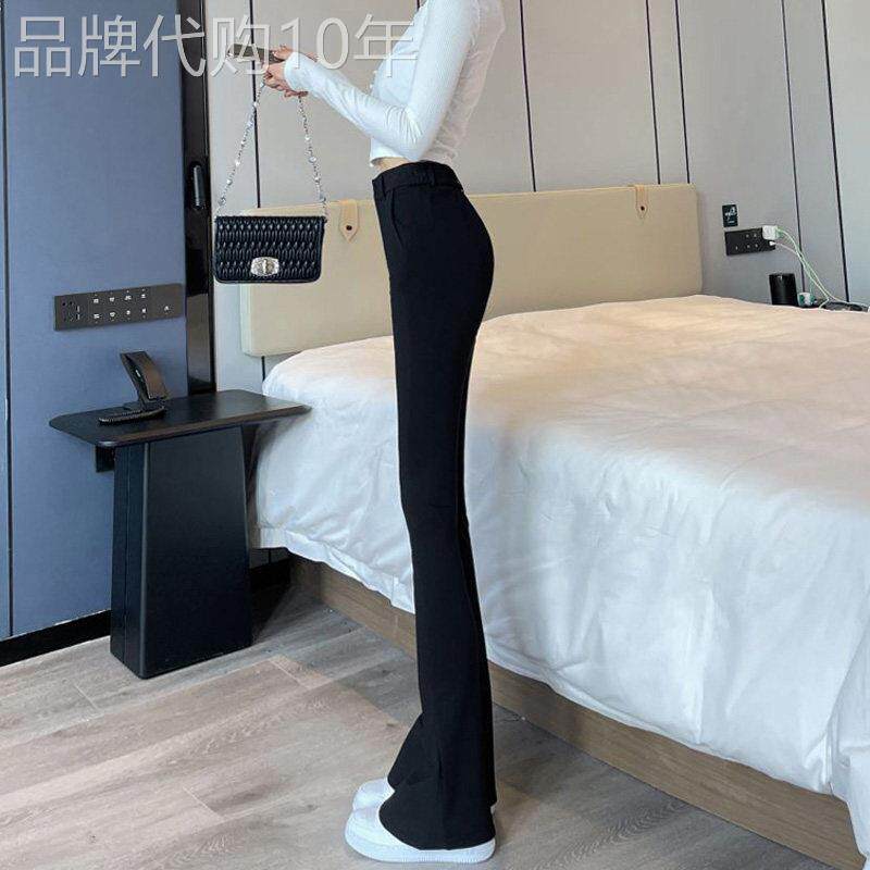 黑色喇叭裤女高腰显瘦马蹄裤打底加长裤子加绒加厚休闲微喇叭西裤