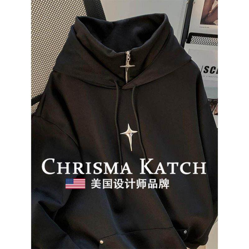 出口美国?Chrisma Katch~春秋套头高领卫衣运动日系连帽外套