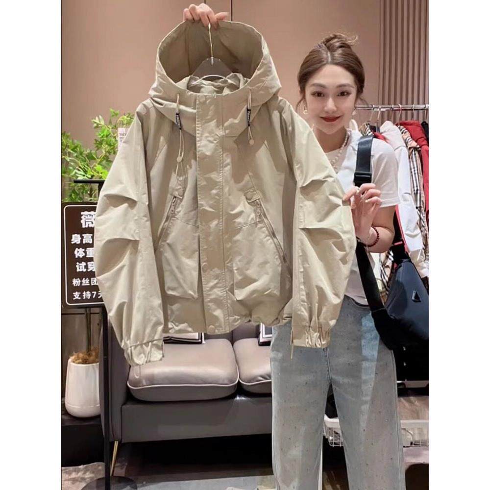 连帽外套女夏季薄款2025新款爆款防晒衣小个子短款休闲风衣夹克潮