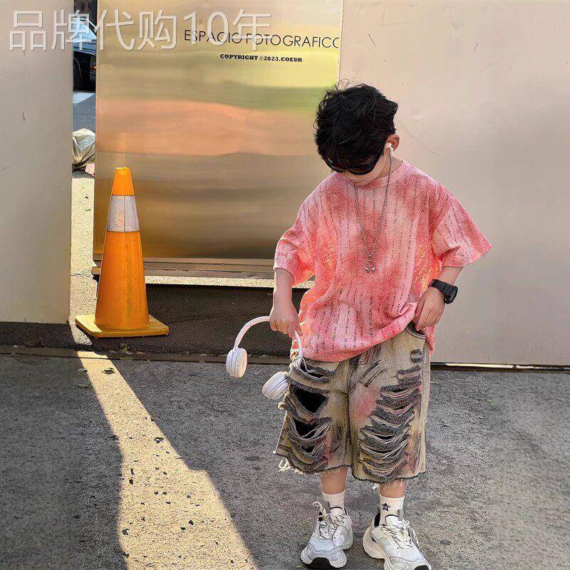 韩国Uamtor男童短袖t恤痞帅风夏季新款儿童百搭设计感穿搭潮上衣