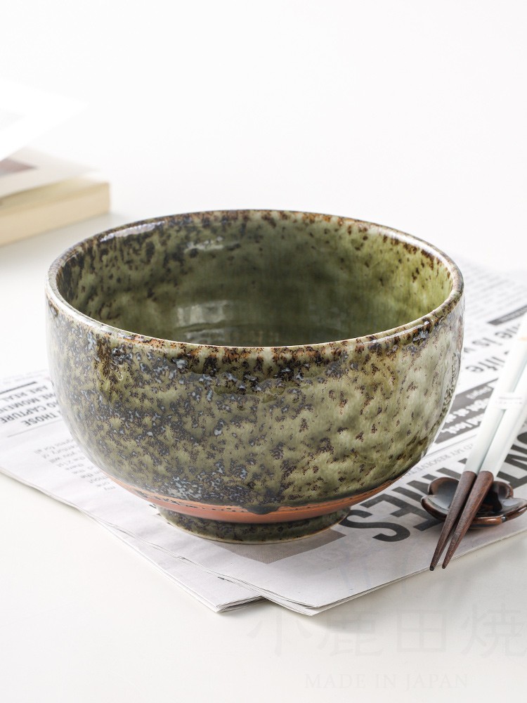 小鹿田烧日本进口陶瓷覆古窑变釉日式家用加高圆钵碗面碗大碗汤碗