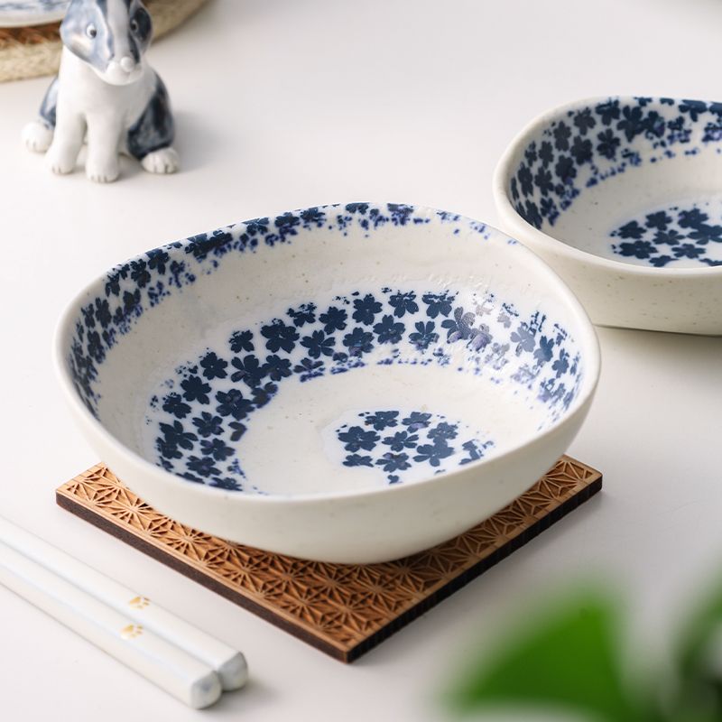 小鹿田烧日本进口陶瓷碗家用吃饭碗米饭碗日式炒菜盘碗盘套装餐具