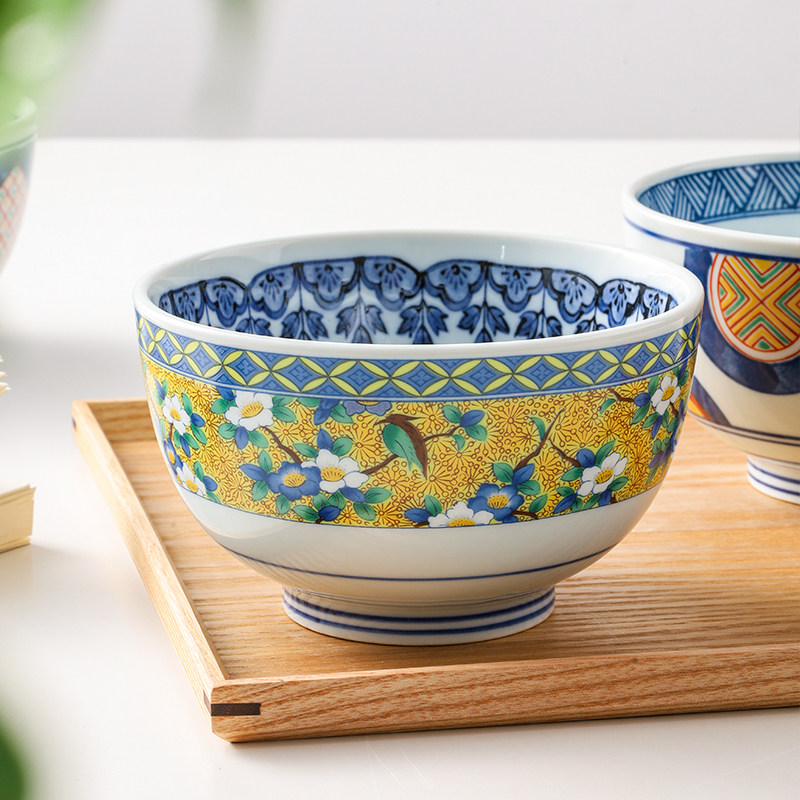 日本进口宫廷风陶瓷饭碗汤碗餐具日式家用13cm高脚泡面碗甜品粥碗,餐饮具,碗,淘宝优惠券,粉丝福利购,淘宝优惠卷