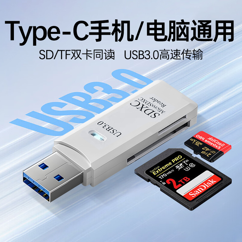 【3.0高速传输】SD/TF读卡器通用